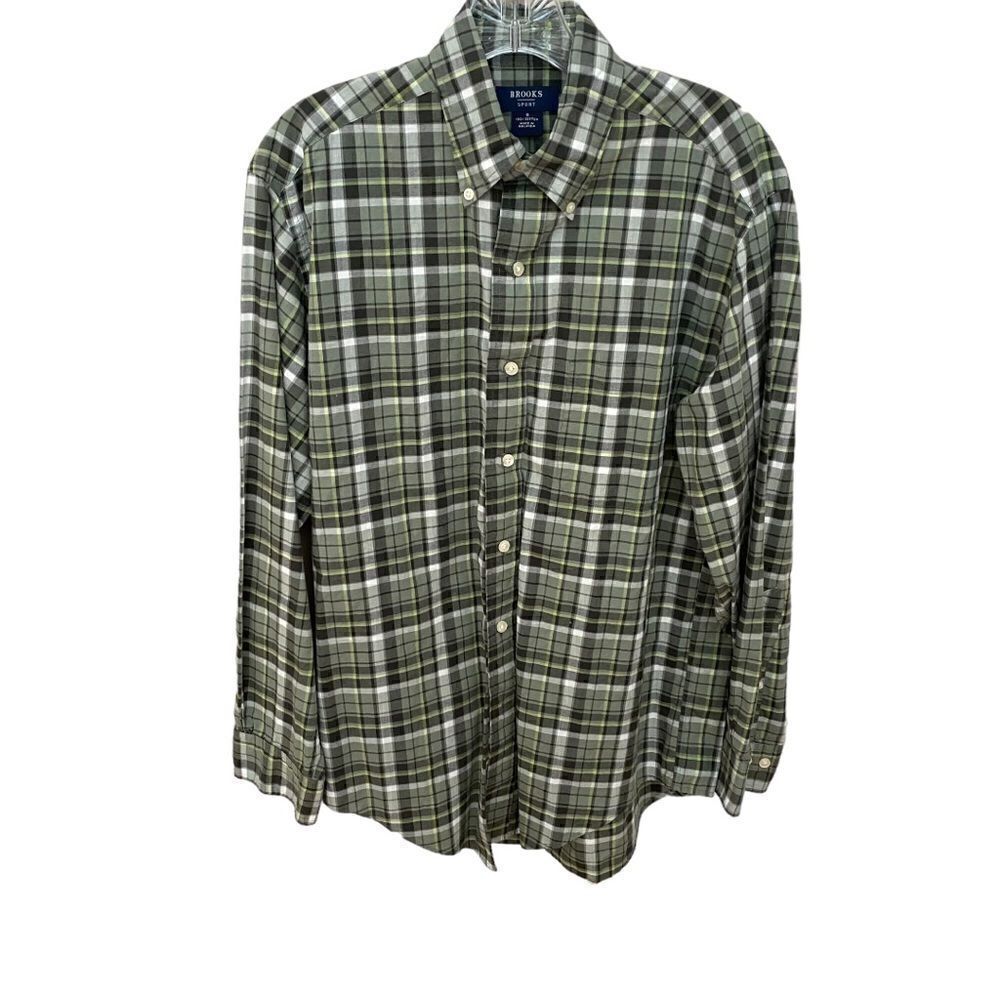 Brooks Sport Button Down Plaid Shirt Size Small Vintage